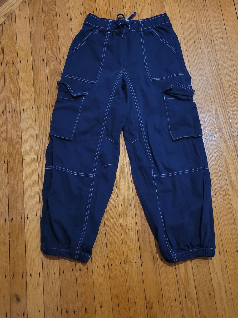 Primark Navy Blue Cargo Pants with Contrast Stitching